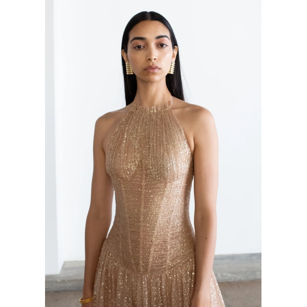 Sandra Mansour Nue Dress in Peach, view 3