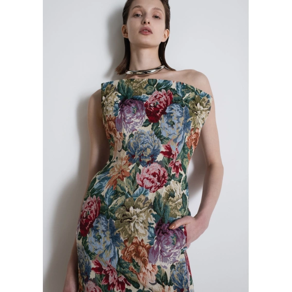 Sandra Mansour Obsession Dress in Floral Jacquard, view 3