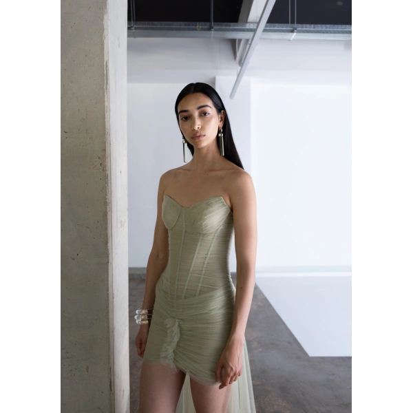 Sandra Mansour Pistache Dress in Green, view 2