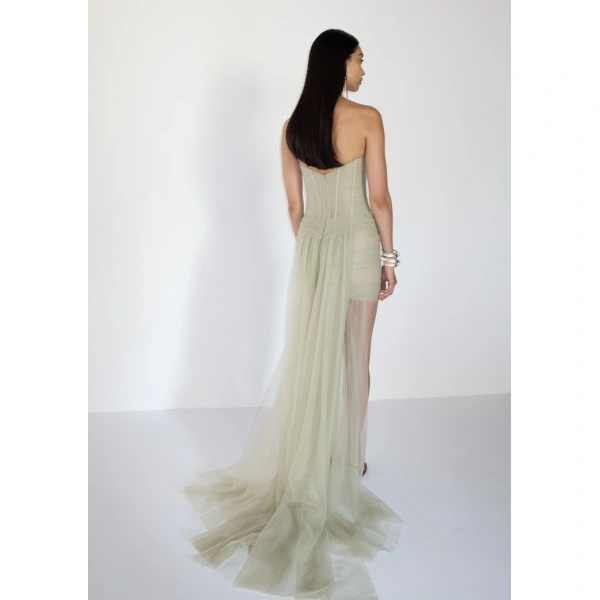 Sandra Mansour Pistache Dress in Green, view 3
