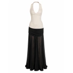 Sandra Mansour Resonance Halter Gown in Ivory and Black