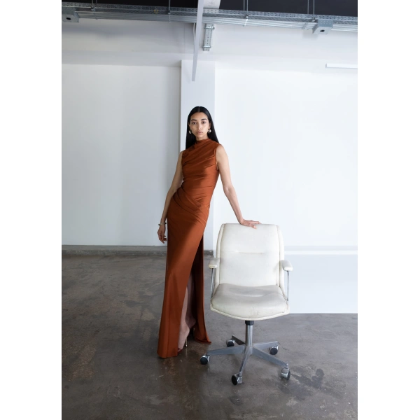 Sandra Mansour Sans Voix Dress in Rust, view 2