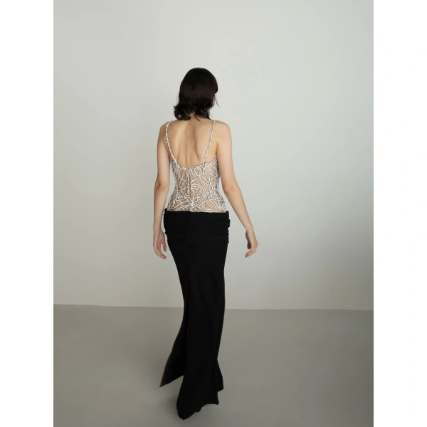 Sandra Mansour Skin of Light Dress in Nude and Black, view 3