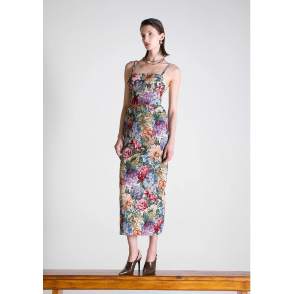 Sandra Mansour Spellbound Dress in Floral Jacquard, view 2