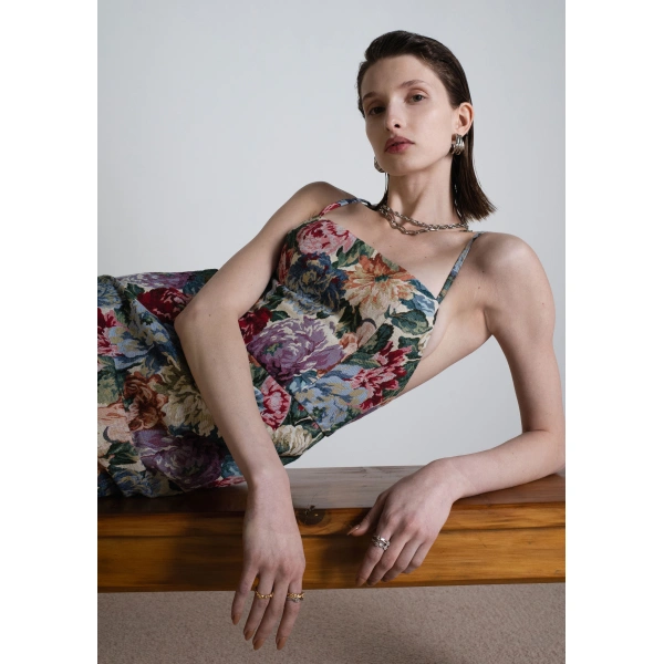 Sandra Mansour Spellbound Dress in Floral Jacquard, view 3