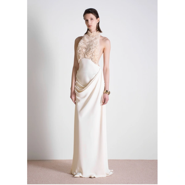 Sandra Mansour Starlet Dress in Off White, view 2