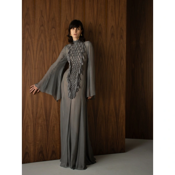 Sandra Mansour Steady Dress in Dark Grey, view 2