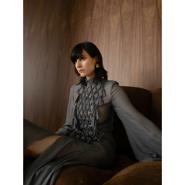 Sandra Mansour Steady Dress in Dark Grey, view 3