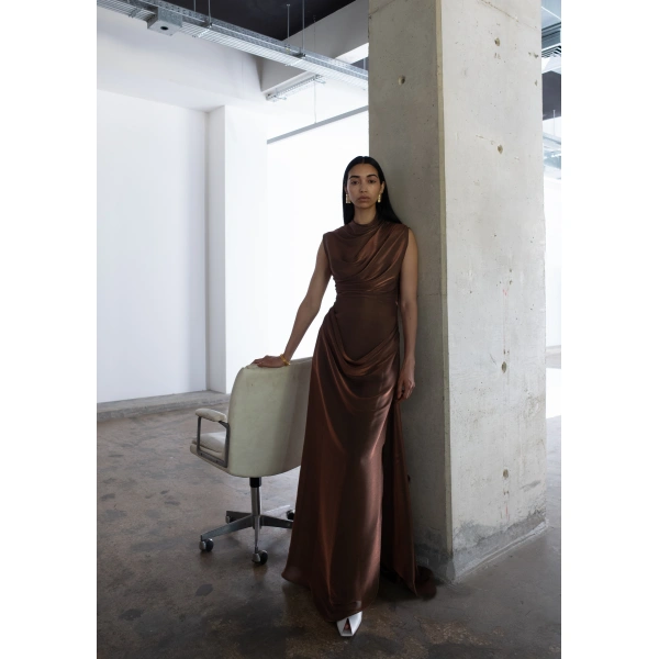 Sandra Mansour Tension Douce Dress in Bronze, view 2