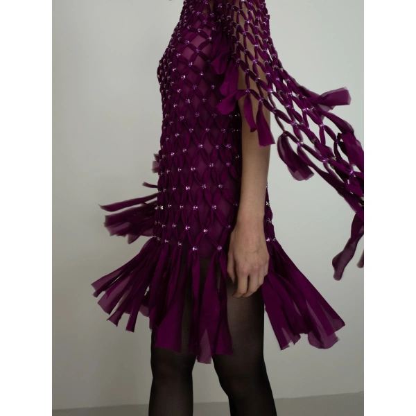 Sandra Mansour Tone Dress in Plum, view 3