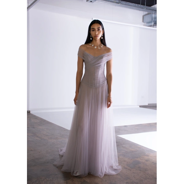 Sandra Mansour Tulle Croisé Dress in Lavender, view 2