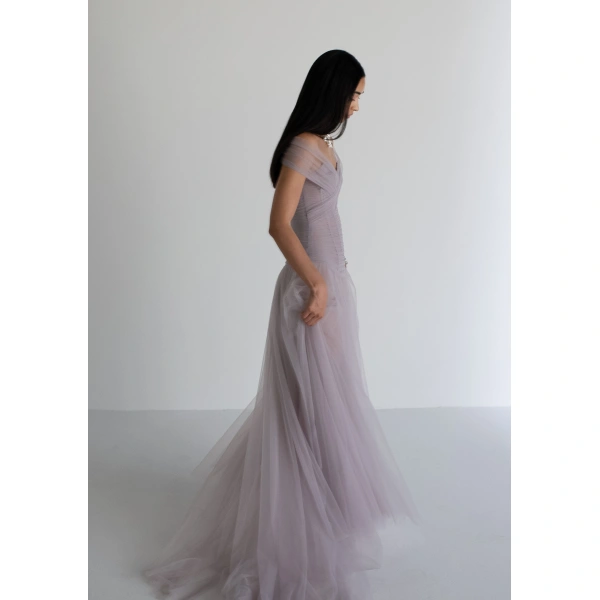 Sandra Mansour Tulle Croisé Dress in Lavender, view 3
