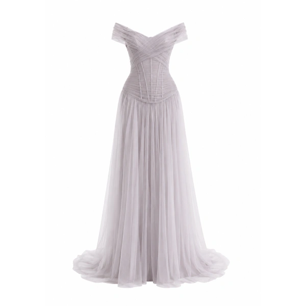 Sandra Mansour Tulle Croisé Dress in Lavender