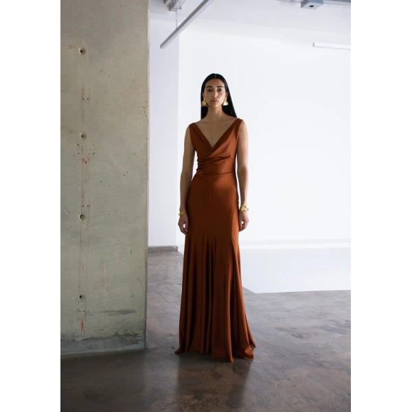 Sandra Mansour Voix Basse Dress in Rust, view 2
