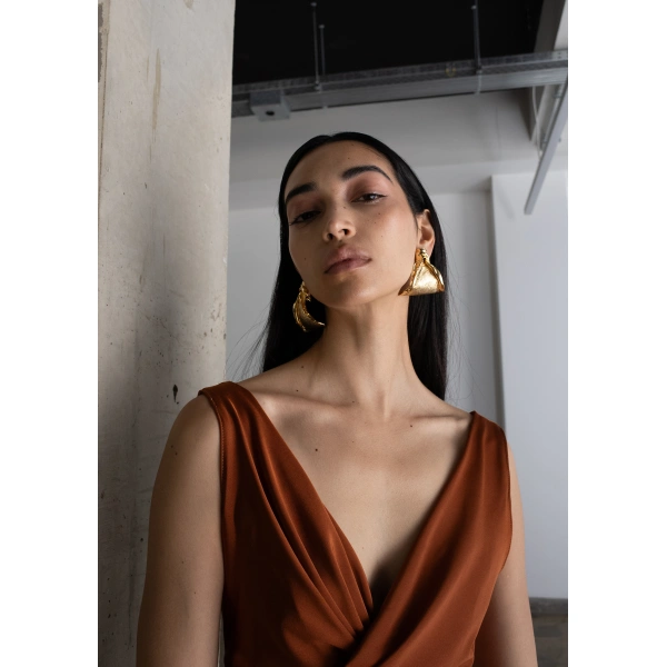 Sandra Mansour Voix Basse Dress in Rust, view 3