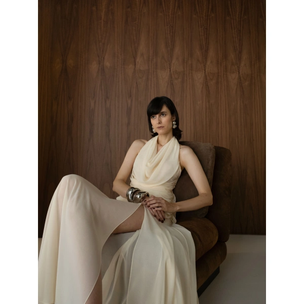 Sandra Mansour Weightless Dress in Off White, view 2