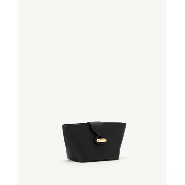 Savette Anello Pouch in Black Milled Leather, view 2 | Clutch Bags | Coveti