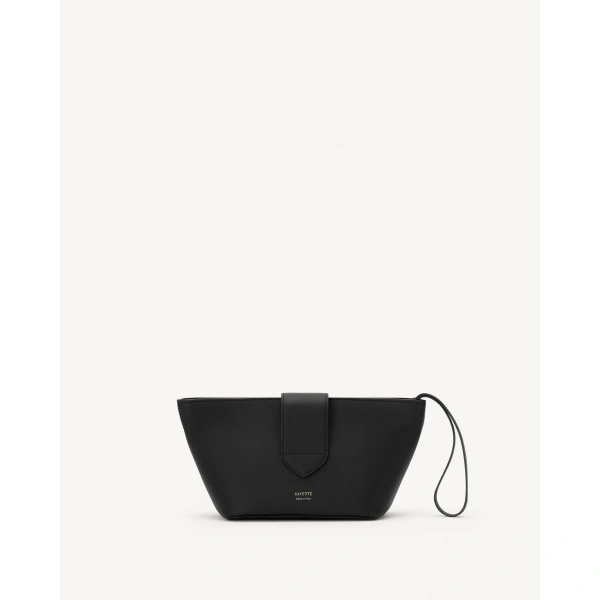 Savette Anello Pouch in Black Milled Leather, view 3 | Clutch Bags | Coveti