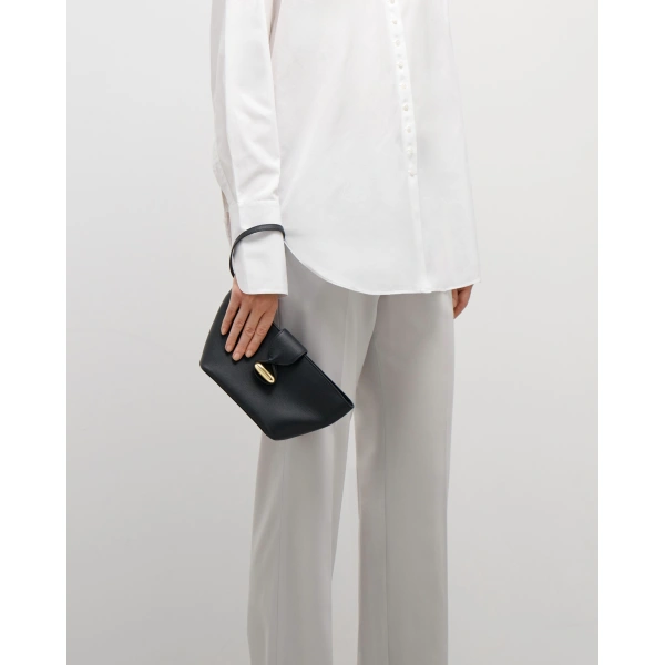 Savette Anello Pouch in Black Milled Leather, view 4 | Clutch Bags | Coveti