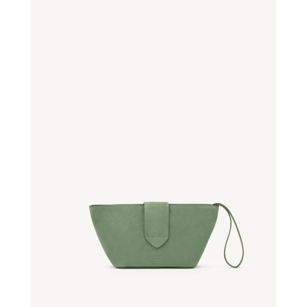 Savette Anello Pouch in Cactus Suede, view 4 | Clutch Bags | Coveti