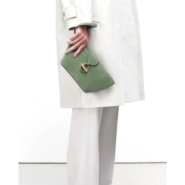 Savette Anello Pouch in Cactus Suede, view 5 | Clutch Bags | Coveti