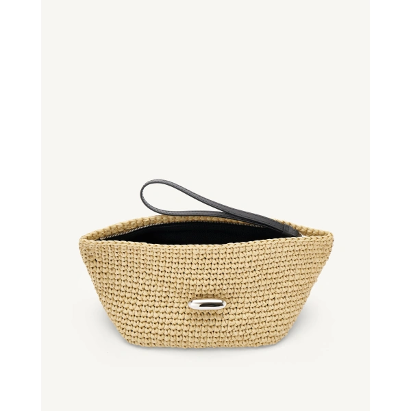 Savette Anello Pouch in Natural Raffia, view 3 | Clutch Bags | Coveti