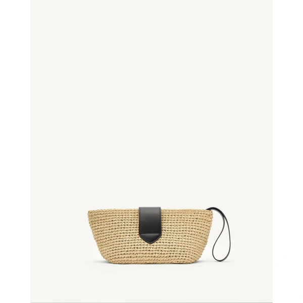 Savette Anello Pouch in Natural Raffia, view 4 | Clutch Bags | Coveti