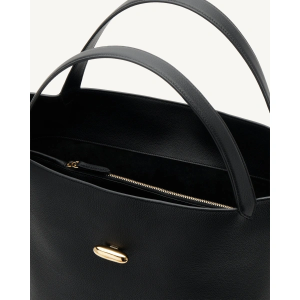 Savette Anello Tote in Black Milled Leather, view 3 | Totes & Top-Handle Bags | Coveti