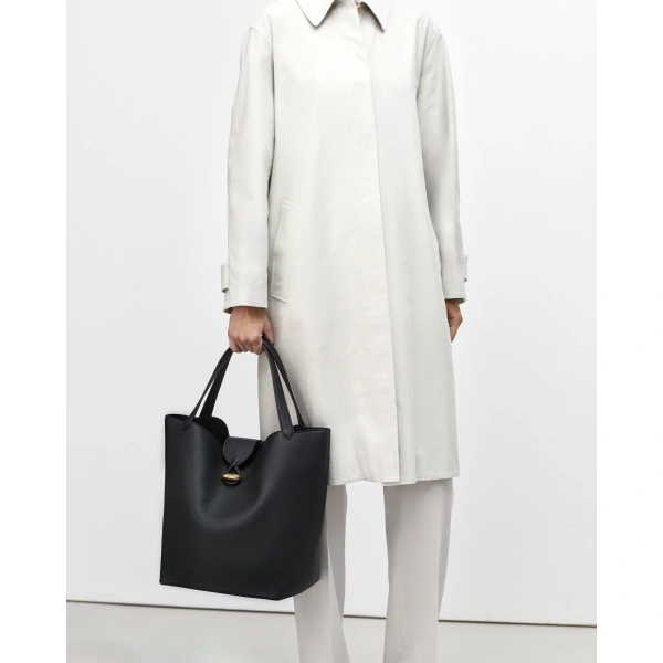 Savette Anello Tote in Black Milled Leather, view 5 | Totes & Top-Handle Bags | Coveti