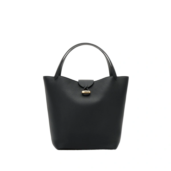 Savette Anello Tote in Black Milled Leather | Totes & Top-Handle Bags | Coveti