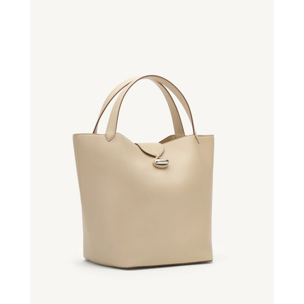 Savette Anello Tote in Bone Milled Leather, view 2 | Totes & Top-Handle Bags | Coveti