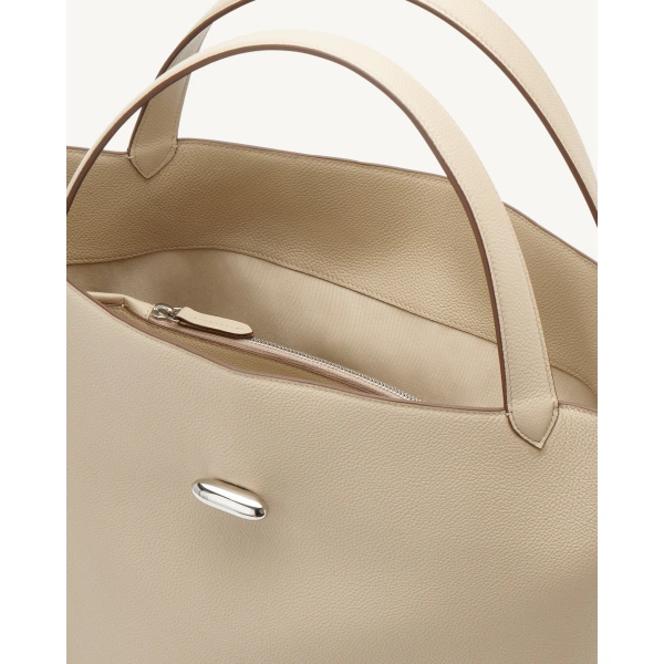 Savette Anello Tote in Bone Milled Leather, view 3 | Totes & Top-Handle Bags | Coveti