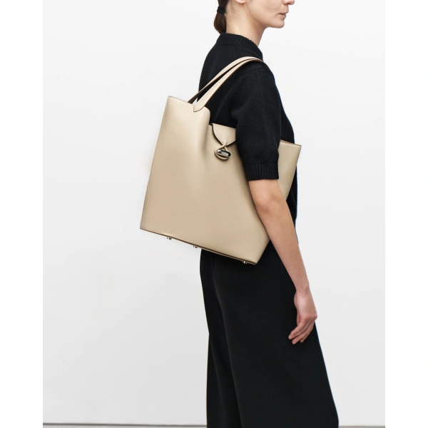 Savette Anello Tote in Bone Milled Leather, view 4 | Totes & Top-Handle Bags | Coveti