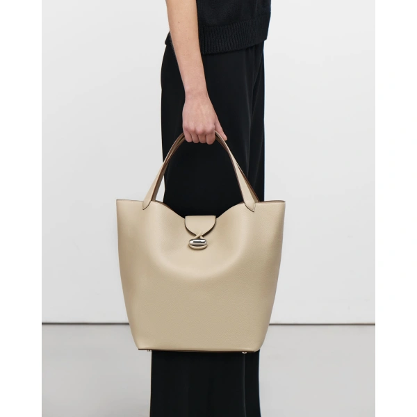 Savette Anello Tote in Bone Milled Leather, view 5 | Totes & Top-Handle Bags | Coveti