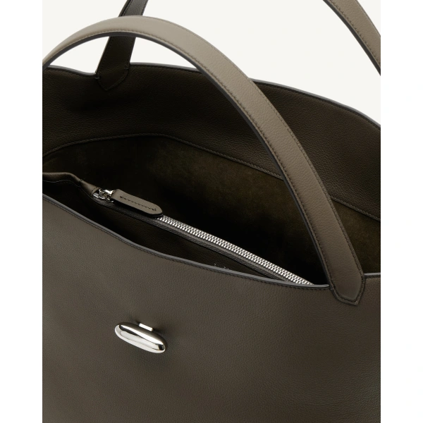Savette Anello Tote in Mink Milled Leather, view 3 | Totes & Top-Handle Bags | Coveti