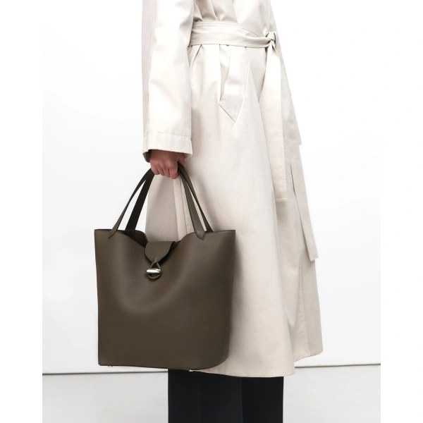 Savette Anello Tote in Mink Milled Leather, view 5 | Totes & Top-Handle Bags | Coveti