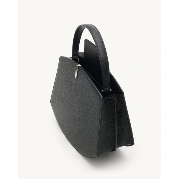 Savette Florence 25 in Black Grained Leather, view 3 | Totes & Top-Handle Bags | Coveti