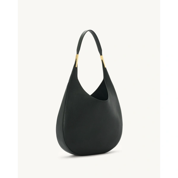 Savette Florence Hobo in Black Grained Leather, view 2 | Hobo Bags | Coveti