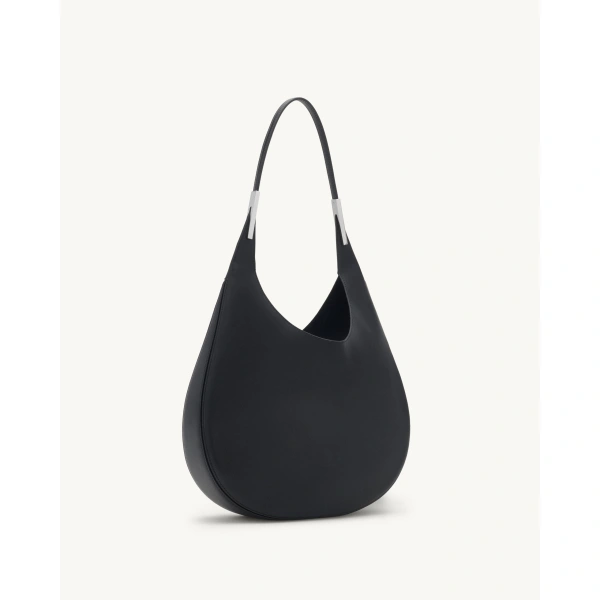 Savette Florence Hobo in Black Smooth Leather, view 2 | Hobo Bags | Coveti