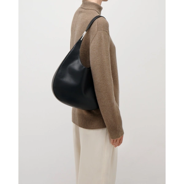 Savette Florence Hobo in Black Smooth Leather, view 3 | Hobo Bags | Coveti
