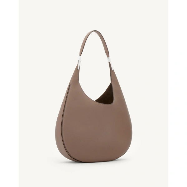 Savette Florence Hobo in Taupe Milled Leather, view 2 | Hobo Bags | Coveti