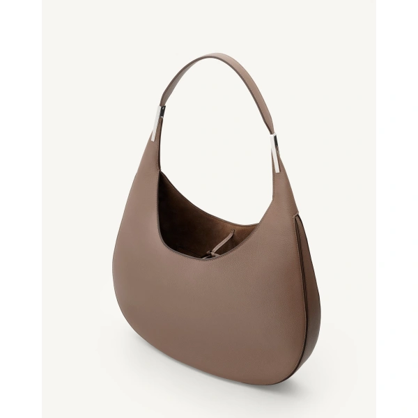 Savette Florence Hobo in Taupe Milled Leather, view 3 | Hobo Bags | Coveti