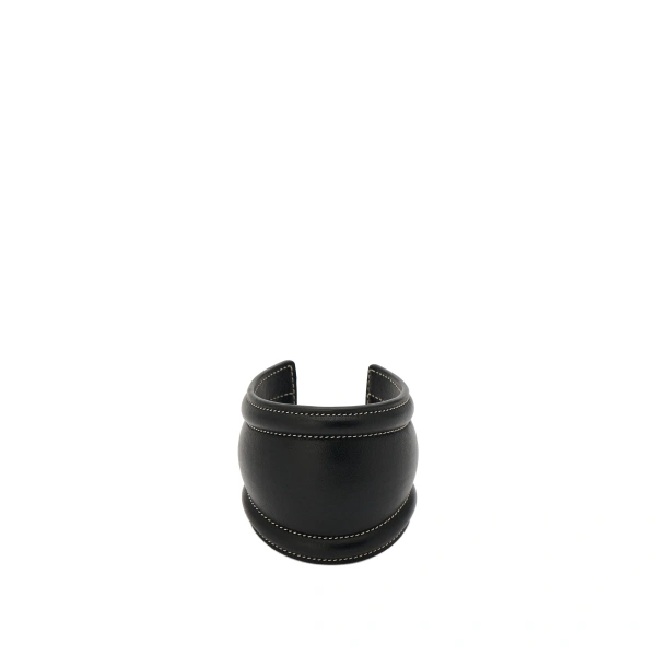 Large Cuff in Black Smooth Leather