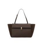 Savette Large Symmetry Trapeze Shoulder Bag in Coffee Mixed Leather | Shoulder & Crossbody Bags | Coveti