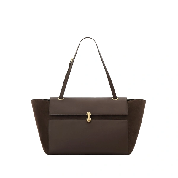 Large Symmetry Trapeze Shoulder Bag in Coffee Mixed Leather