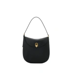 Savette Large Tondo Hobo in Black Milled Leather | Hobo Bags | Coveti