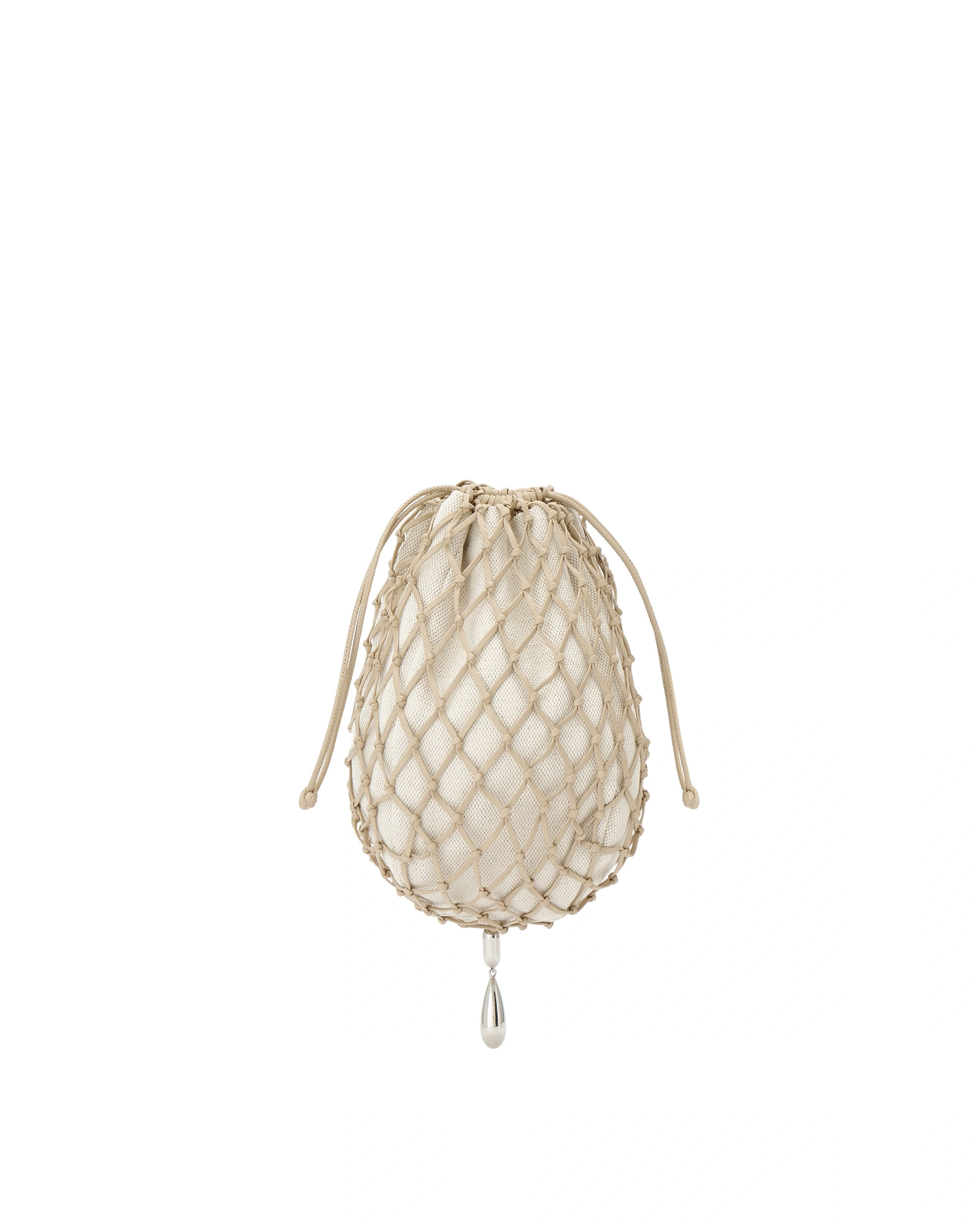 Savette Macrame Pouch in Bone Canvas Savette Macrame Pouch in Bone Canvas | Clutch Bags | Coveti