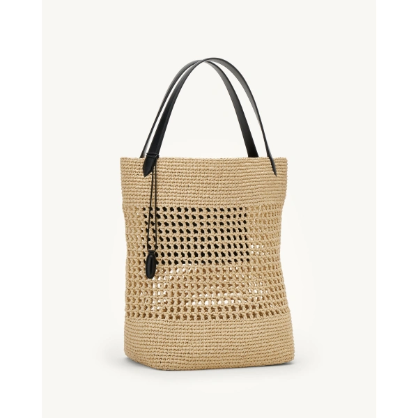 Savette Raffia Tote in Natural, view 2 | Totes & Top-Handle Bags | Coveti