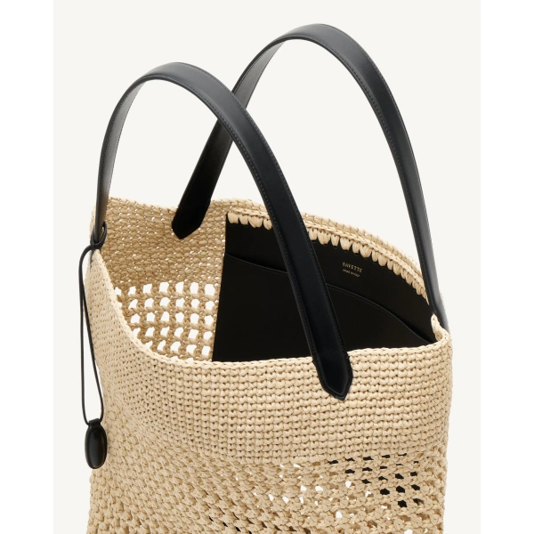 Savette Raffia Tote in Natural, view 3 | Totes & Top-Handle Bags | Coveti