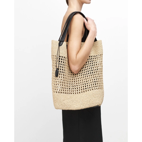 Savette Raffia Tote in Natural, view 4 | Totes & Top-Handle Bags | Coveti